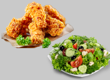 CHICKEN WINGS AND SALADS